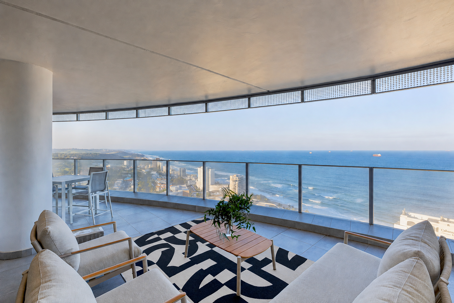 Balcony seating with panoramic views