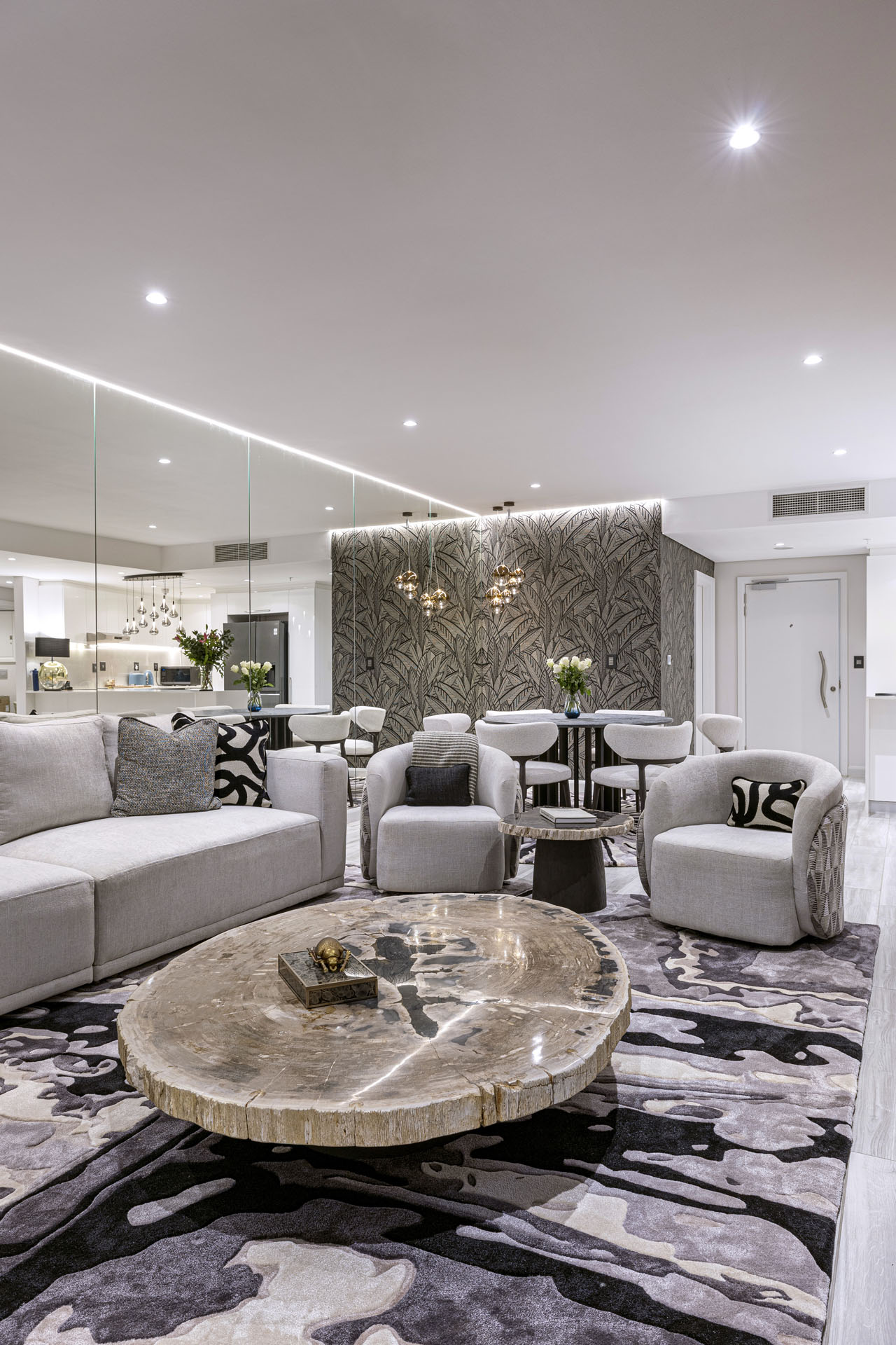 Open plan living with ocean backdrop