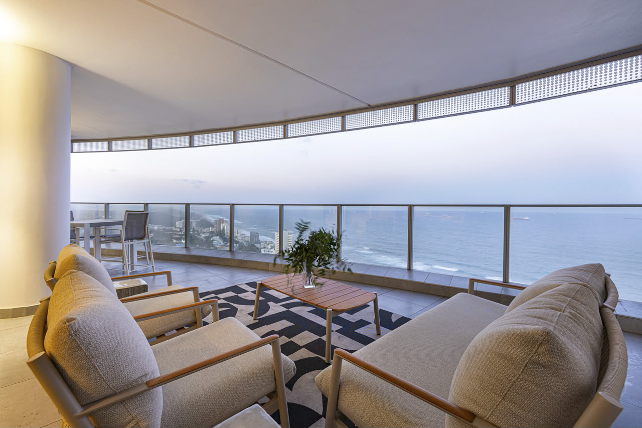Penthouse terrace with ocean view seating