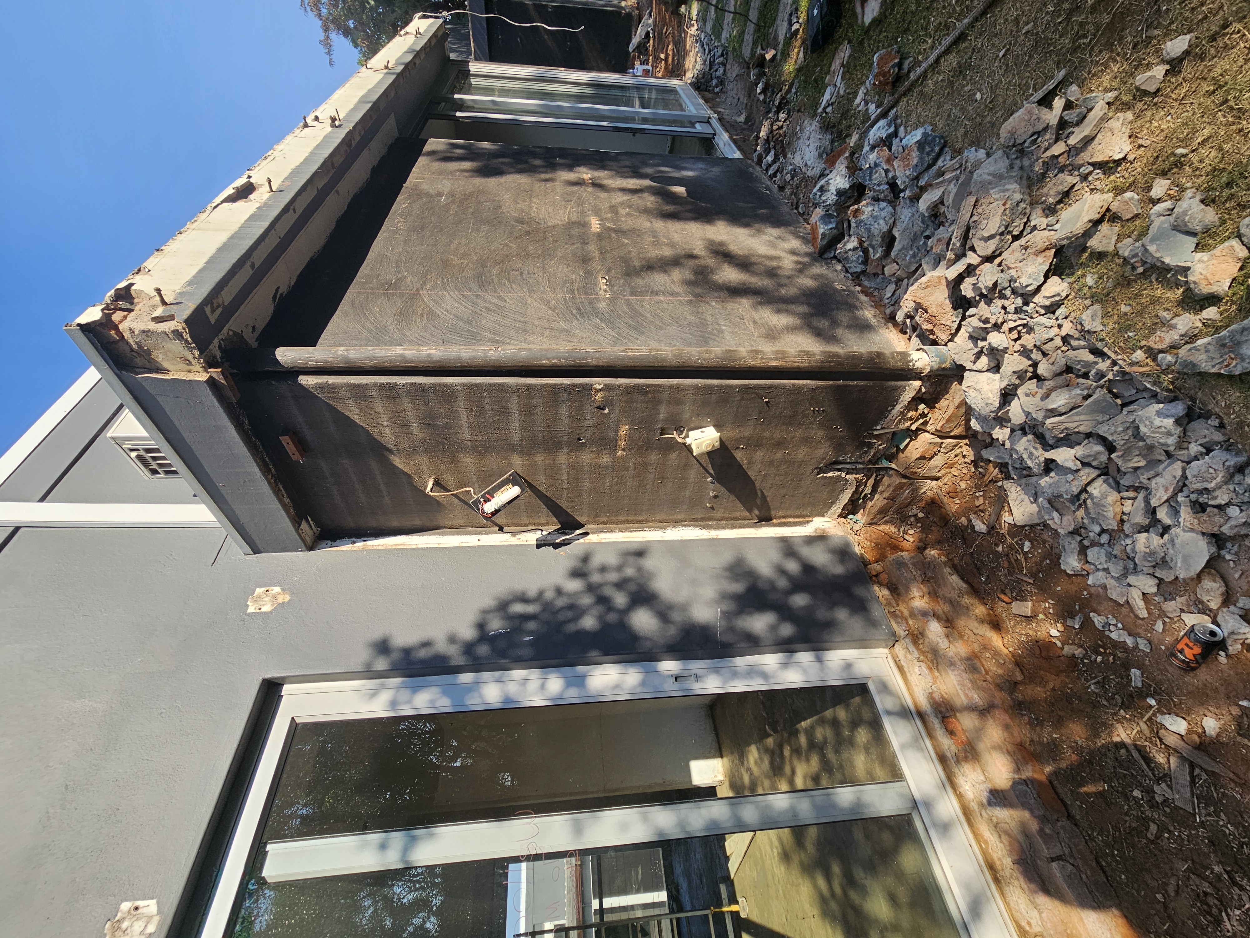 Exterior wall demolition and structural rebuild of residential home managed by Jacqui Boyd Interiors