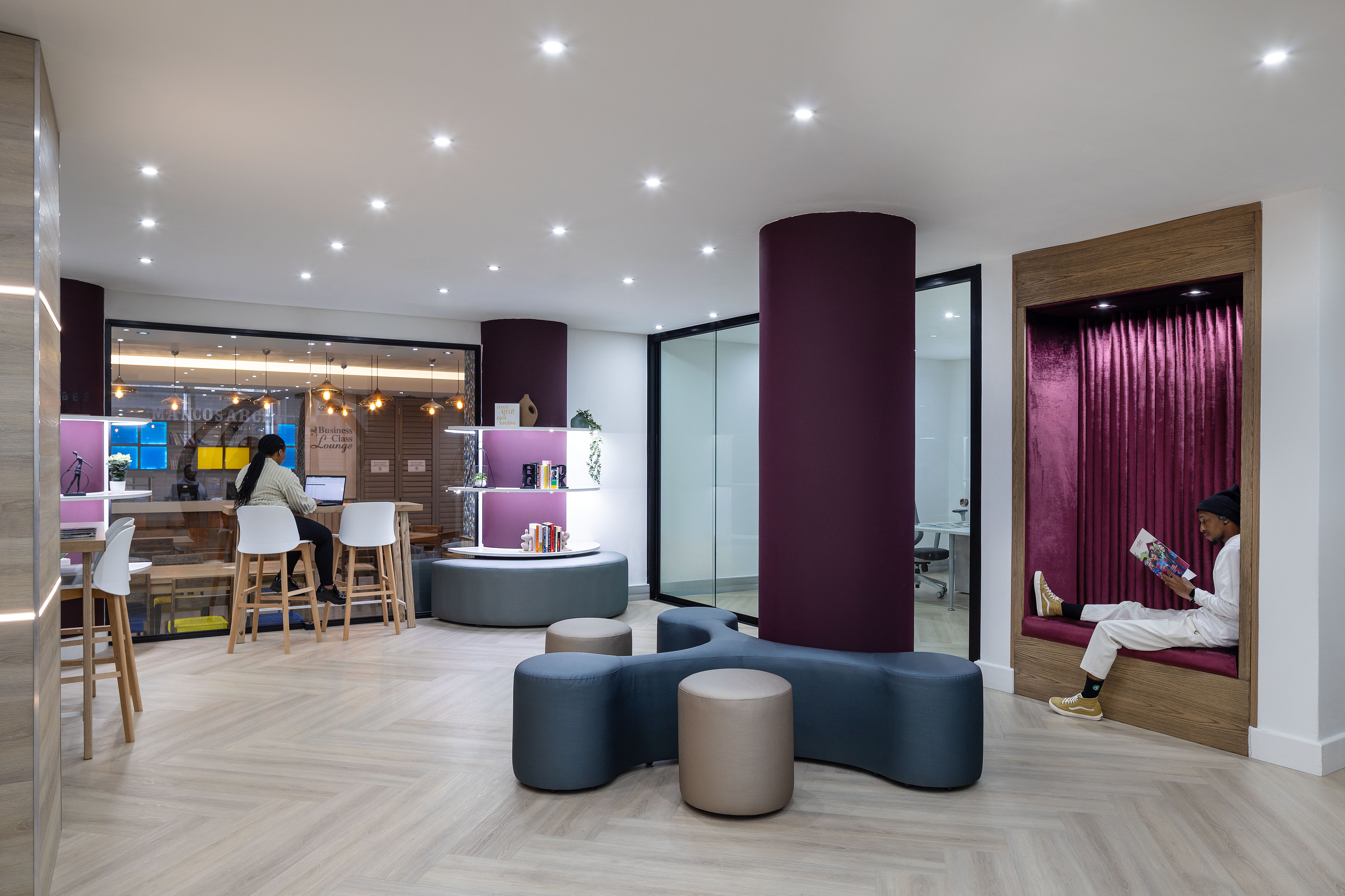 Common area with bold branding