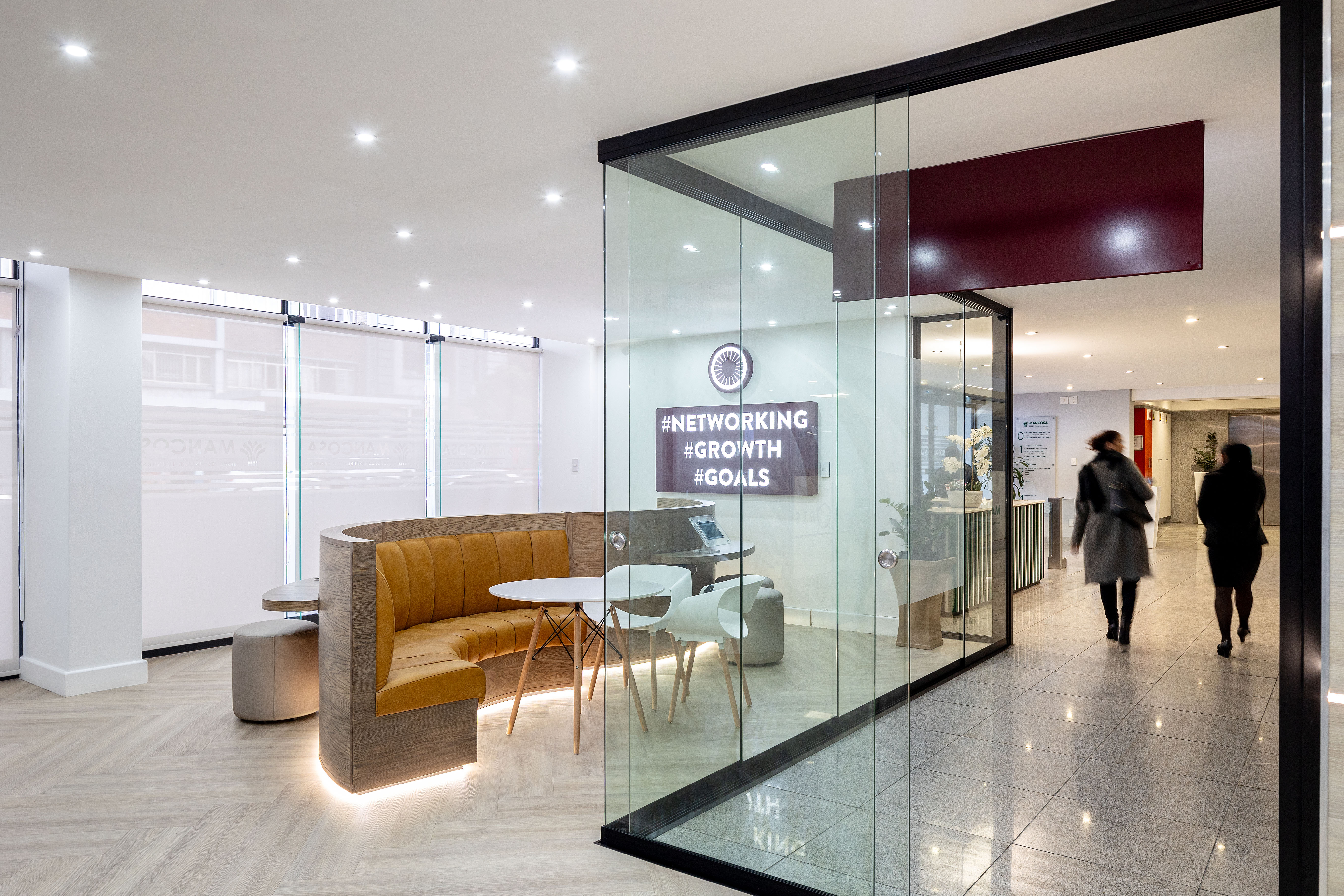 Interior detail with student centre branding