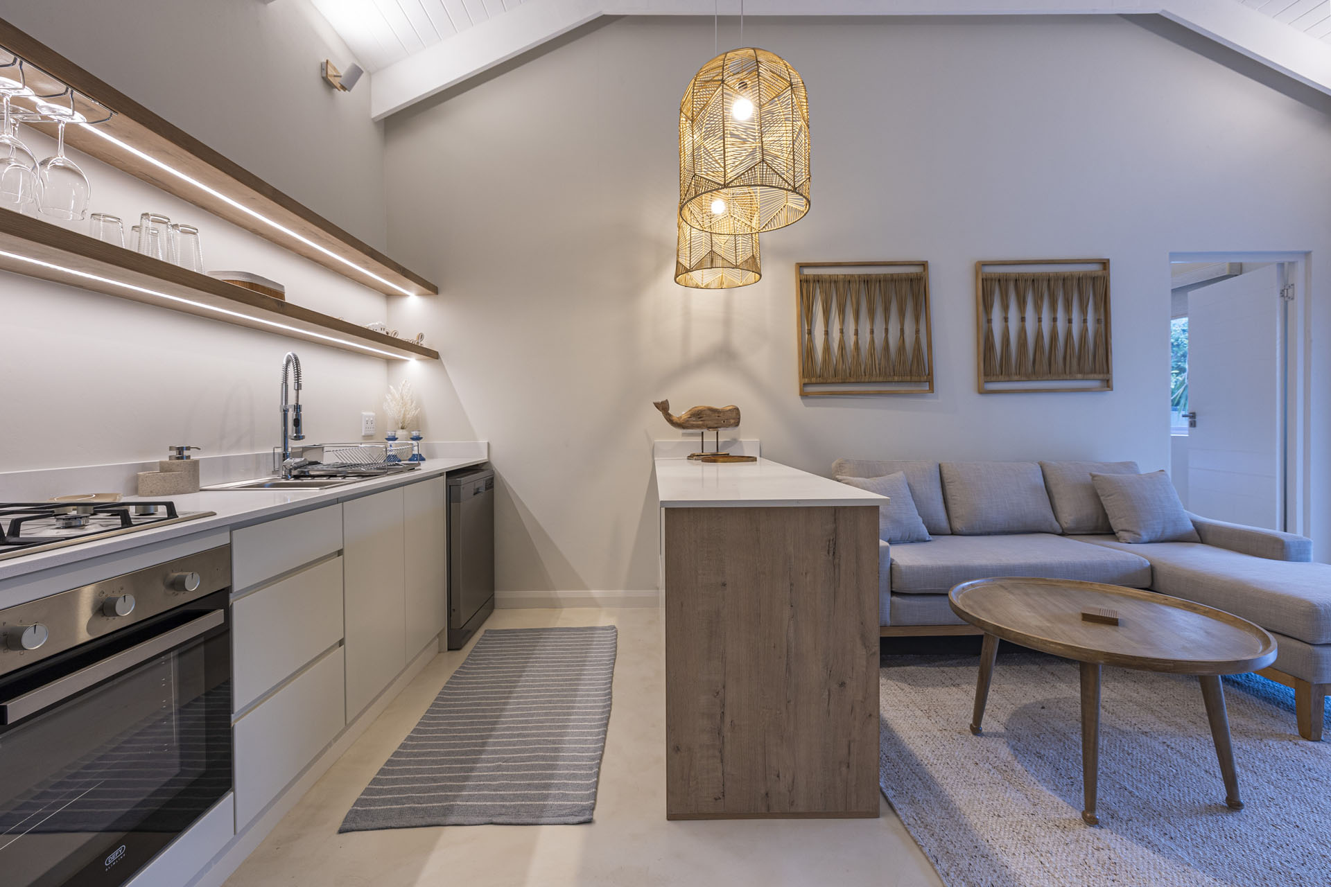Kitchen with light coastal finishes